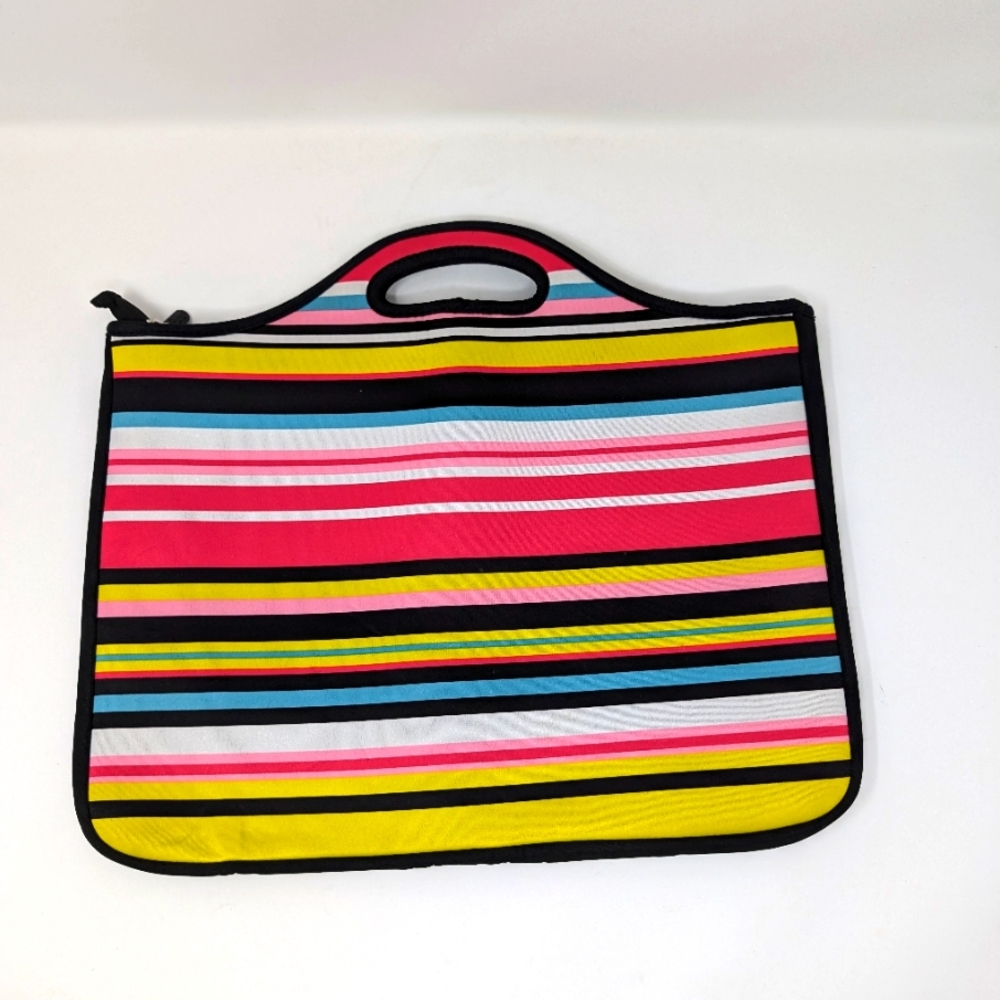 Colorful striped neoprene laptop computer bag. The Macbeth collection.
